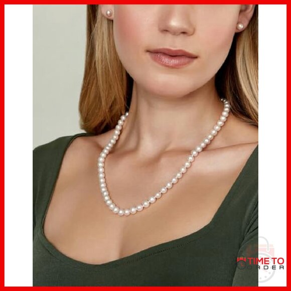 18" Freshwater Pearl Necklace AAA+ Grade 14K Gold Plated Sterling Silver - Picture 3 of 8